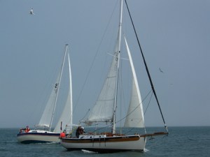 Morning Star, right, takes the lead. Martha J, left, follows.-Photo by McKibben Jackinsky, Homer News