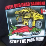 An anti-Pebble graphic covers a Renewable Resources Foundation T-shirt-Photo by McKibben Jackinsky, Homer News