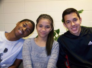 Exchange students Maximiano Mangue, Yusra Sahi and Sebastian Talamas are learning about life at the end of the road.-Photo by McKibben Jackinsky, Homer News