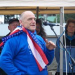 Michele Bieri speaks of plans for Seldovia Wild Seafood at the July 4th groundbreaking.-Photo by McKibben Jackinsky, Homer News