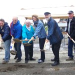 A July 4 groundbreaking ceremony in Seldovia marks the beginning of construction for a value-added processing plant that, once built, will be leased by the city to Seldovia Wild Seafood. Jay-Brant General Contractors of Homer is the lead contractor on the 100-by-60-foot building. Participating in the event were, from left, Ronene Gain, wife of Seldovia mayor Keith Gain; Vivian Rojas, Seldovia City Council; Sen. Peter Micciche, R-Soldotna; Tim Dillon, Seldovia city manager; Michele Bieri, Seldovia Wild Seafood; Geraldine Patrick, city council; U.S. Sen. Lisa Murkowski; Rep. Paul Seaton, R-Homer; Dean Lent, city coucil; John Colberg, city council; and John Torgerson, executive director, Kenai Peninsula Economic Development District.-Photo by McKibben Jackinsky, Homer News