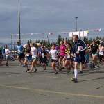 More than 300 participants are off and running at the start of the 10K to the Bay Spit Run.-Photos by McKibben Jackinsky, Homer News