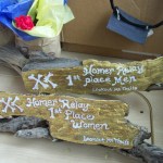 Trophies for Saturday’s XC meet were made by Assistant Coach Alayne Tetor.-Photo by McKibben Jackinsky, Homer News