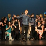 August Kilcher and the cast of Working: A Musical sing the opening song of the first act, All the Livelong Day, to kick off the start of the show during a Saturday, March 25 rehearsal.-Photo by Anna Frost, Homer News