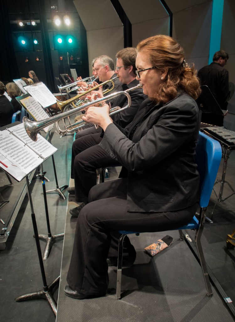 Trumpets front to rear are: Deb Sounart, Beau Berryman, Brian Jones and Emily Thiem.-Photo by Sue Biggs