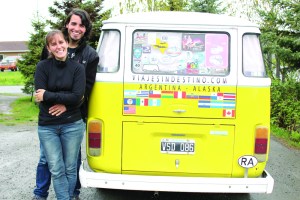 Erika and Paul Piazza arrived in Homer on Monday after leaving their home in Argentina in August 2013.-Photo by Anna Frost, Homer News
