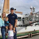 Lt. Commander Adam Leggett, his wife Brandy, son Harbor, 1, and daughter Arial, 5, pictured here July 26, 2018 in Homer, Alaska. (Photo by McKibben Jackinsky)