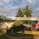 Firefighters responded on July 13, 2018, to a fire at a Danview Avenue home in Homer, Alaska. The fire badly damaged the porch and front of this home, but Homer Volunteer Fire Department and Kachemak Emergency Services firefighters kept the fire from destroying the home. (Photo provided)