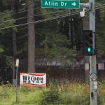 A Beth Weldon election sign on Mendenhall Loop Road on Friday, Aug. 24, 2018. Alaska statute states signs on private or commercial property cannot be located within 660 feet of a state-maintained road or with the purpose of their message being read from the main traveled way. (Michael Penn | Juneau Empire)