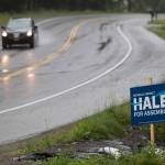 A Michelle Bonnet Hale for assembly election sign on Mendenhall Loop Road on Friday, Aug. 24, 2018. Alaska statute states signs on private or commercial property cannot be located within 660 feet of a state-maintained road or with the purpose of their message being read from the main traveled way. (Michael Penn | Juneau Empire)