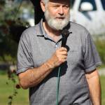 Rep. Paul Seaton speaks at the Rise for Climate, Jobs and Justice rally and march Saturday, Sept. 8, 2018 at WKFL Park in Homer, Alaska. (Photo by Megan Pacer/Homer News)