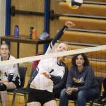 <span class="neFMT neFMT_PhotoCredit">Photo by Megan Pacer/Homer News</span>                                Homers Kelli Bishop spikes the ball to the Seward Seahawks during a game Saturday, Sept. 22, 2018 in the Alice Witte Gymnasium in Homer, Alaska.