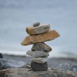 A rock sculpture is one of dozens an artist made along the Homer Spit last week, as seen in this photo taken Friday, Sept. 21, 2018, in Homer, Alaska. (Photo by Michael Armstrong/Homer News)