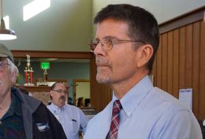 South Peninsula Hospital CEO Joe Woodin attends an open house for the expanded and remodeled Homer Medical Clinic on March 30, 2018, in Homer, Alaska. (Photo by Michael Armstrong, Homer News)