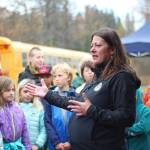 Fisheries Biologist Jenny Gates speaks with students from Chapman School and Fireweed Academy during an egg take trip Thursday, Oct. 4, 2018 at the Anchor River in Anchor Point, Alaska. (Photo by Megan Pacer/Homer News)