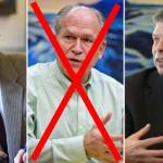 Gov. Bill Walker has withdrawn from the general election, he said Friday afternoon, Oct. 19, 2018. Republican candidate Mike Dunleavy, left, Democratic candidate Mark Begich, right, and Libertarian candidate Bily Toien (not pictured) remain in the race. (Composite image)