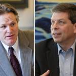 Republican governor candidate Mike Dunleavy, left, and Democratic governor candidate Mark Begich, right, faced each other in their first head-to-head debate just 90 minutes after incumbent independent Gov. Bill Walker announced he was suspending his campaign. (Composite image)