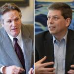 Republican governor candidate Mike Dunleavy, left, and Democratic governor candidate Mark Begich, right, faced each other in their first head-to-head debate just 90 minutes after incumbent independent Gov. Bill Walker announced he was suspending his campaign. (Composite image)                                Republican governor candidate Mike Dunleavy, left, and Democratic governor candidate Mark Begich, right, faced each other in their first head-to-head debate just 90 minutes after incumbent independent Gov. Bill Walker announced he was suspending his campaign. (Composite image)