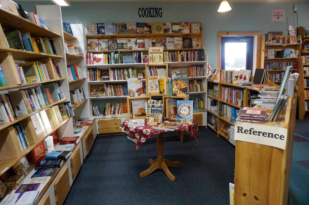 The cooking and reference section at the Homer Bookstore on Oct. 29, 2018, in Homer, Alaska. (Photo by Michael Armstrong/Homer News)