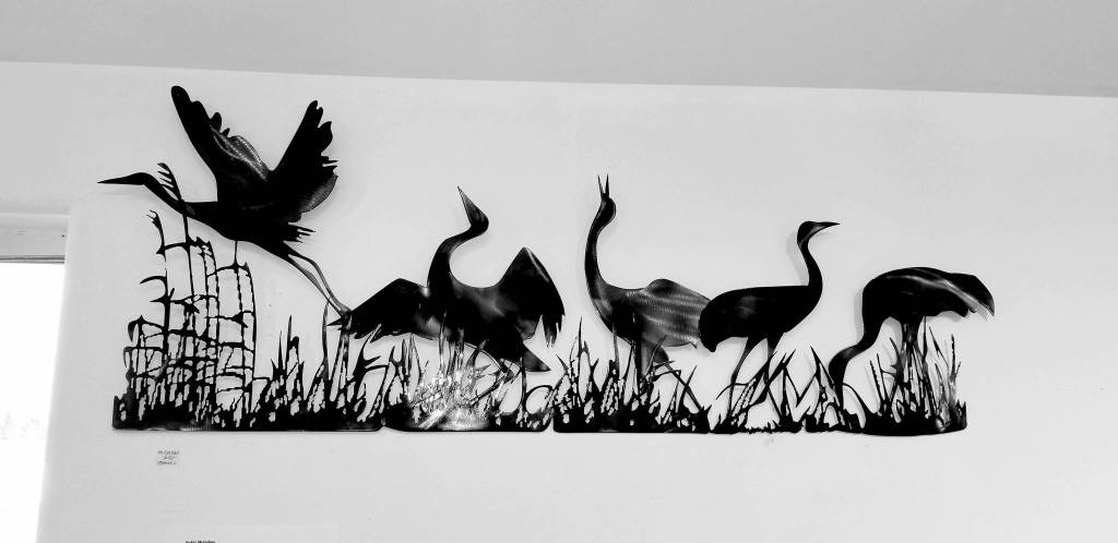 Artist Jackie McGahans metal sculpture, on display at Fireweed Gallery in Homer, Alaska. (Photo provided)