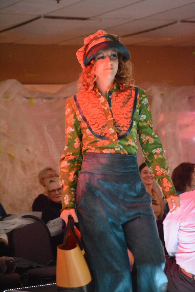 Mandy Bernard models Kari Multzs Pioneer on the Moon at the 2018 Wearable Arts on Nov. 17, 2018, in Homer, Alaska. (Photo by Michael Armstrong/Homer News)