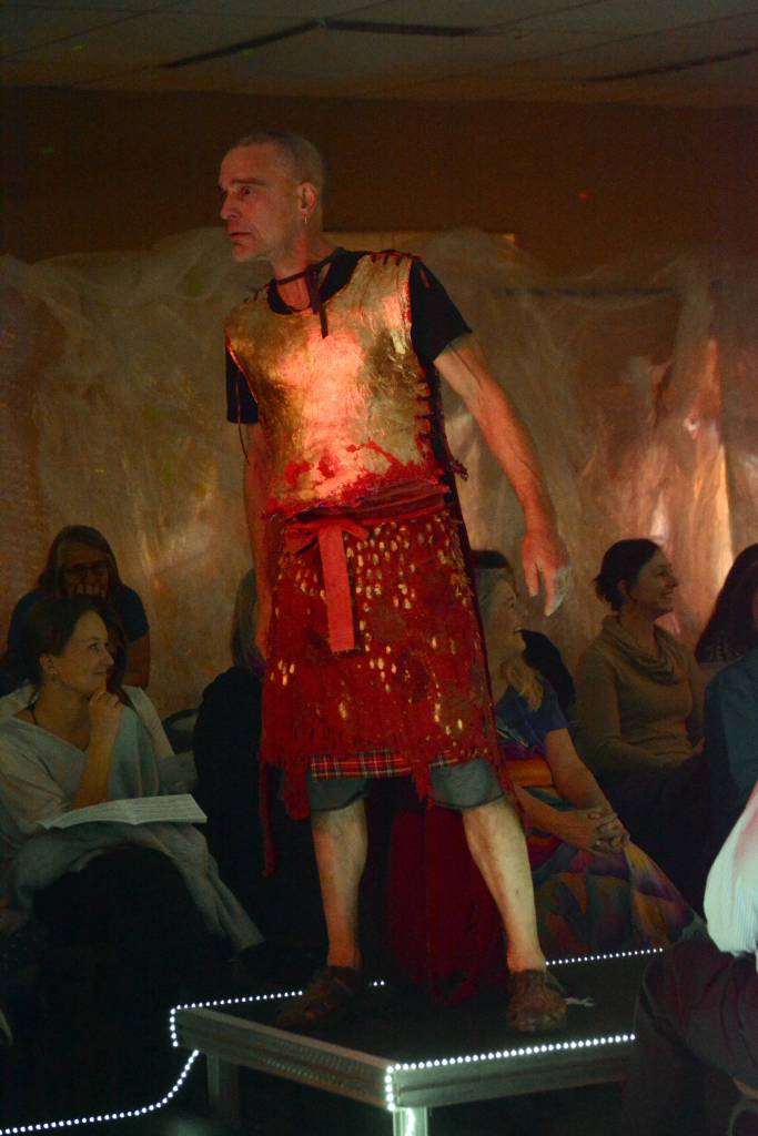 Craig Phillips wears Keren Lowells Ozymandias at the 2018 Wearable Arts on Nov. 17, 2018, in Homer, Alaska. (Photo by Michael Armstrong/Homer News)