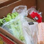Ingredients sit in one of the many boxes filled with food by the Kachemak Bay Lions Club for their annual Thanksgiving baskets Saturday, Nov. 17, 2018 at the Homer United Methodist Church in Homer, Alaska. (Photo by Megan Pacer/Homer News)