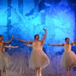 Dancers rehearse the snow fairies scene from the Homer production of the Nutcracker Ballet on Nov. 25, 2018, at the Mariner Theatre in Homer, Alaska. (Photo by Michael Armstrong/Homer News)