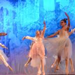 Collin Trummel, the Nutcracker Prince, far left, rehearses the snow fairies scene from the Homer production of the Nutcracker Ballet on Nov. 25, 2018, at the Mariner Theatre in Homer, Alaska. (Photo by Michael Armstrong/Homer News)