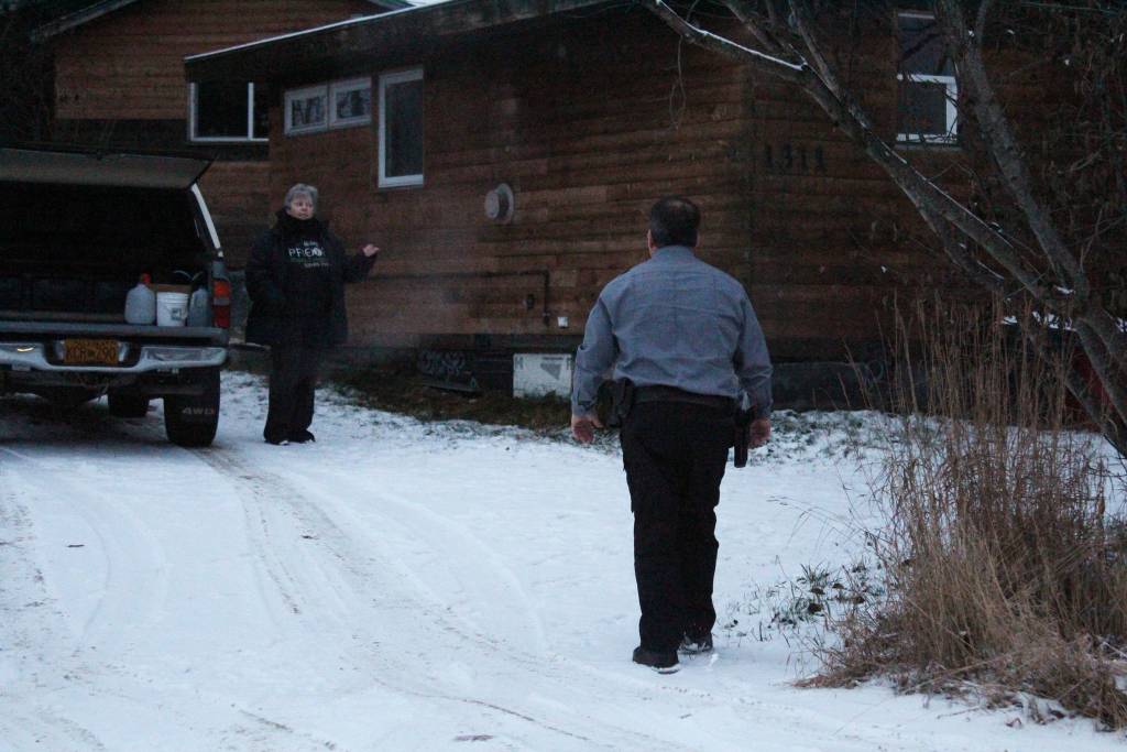 An emergency responder checks on residents along Lake Shore Drive after a tsunami warning was issued in Homer, Alaska following a 7.0 magnitude earthquake Friday, Nov. 30, 2018 that hit 12 kilometers from Anchorage, Alaska. (Photo by Megan Pacer/Homer News