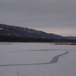 Cracks run across Beluga Lake after the earthquake on Friday, Nov. 30, 2018, in Homer, Alaska. (Photo by Michael Armstrong/Homer News)