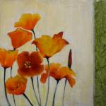 Sharlene Clines Poppies is part of the Bunnell Street Arts Centers 10x10 show in Homer, Alaska. (Photo by Michael Armstrong/Homer News)