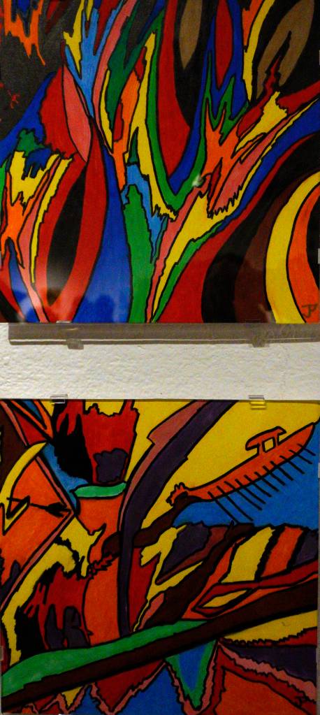 Jack Packers Viking and Viking 2 are on display at Bunnell Street Arts Centers 10x10 show in Homer, Alaska. (Photo by Michael Armstrong/Homer News)