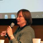 Mary Haakenson Perry speaks during Homestead Kids: Tales from the North Fork on Thursday, Dec. 13, 2018 at the Alaska Islands and Oceans Visitor Center in Homer, Alaska. (Photo by Megan Pacer/Homer News)