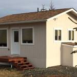 This undated photo shows Frederica, Storyknife founder Dana Stabenows guest cabin, and the prototype of the planned Storyknife authors cabins near Homer, Alaska. (Photo provided)