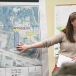 Deputy City Planner Julie Engebretsen explains elements of the Homer Education and Recreation Complex and plans for dealing with the devolving buildings during a Tuesday, Jan. 22, 2019 community meeting at City Hall in Homer, Alaska. (Photo by Megan Pacer/Homer News)