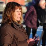 Kenai Peninsula Borough Assembly Member Kelly Cooper speaks at the 2019 Womens March on Homer on Saturday, Jan. 19, 2019 at the Homer Education and Recreation Complex in Homer, Alaska. (Photo by Megan Pacer/Homer News)