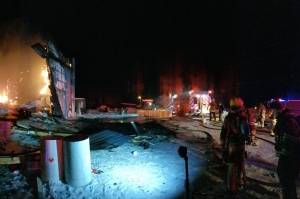 Kachemak Emergency Services firefighters respond to a shop fire off Basargin Road near Homer, Alaska, on Jan. 10, 2019. (Photo provided)