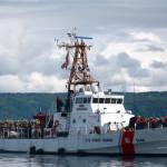 The U.S. Coast Guard Cutter Roanoke Island leaves the Homer Harbor on June 20, 2015, as she sets sail on a 7,000-nautical mile journey to Baltimore, Md., for decommissioning. The 110-foot Island class cutter was formally decommissioned in a ceremony in early June 2015. (Photo by Michael Armstrong/Homer News)