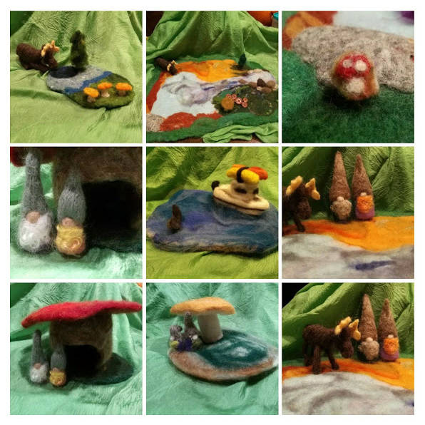 A collage of Hanna Youngs felt art works showing at Grace Ridge Brewery in Homer, Alaska. The show opens on Jan. 4, 2019. (Photo provided)