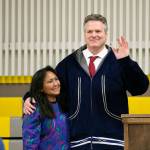In this Dec. 3, 2018, file photo, Alaska Gov. Mike Dunleavy poses with first lady Rose Dunleavy after he was sworn into office in Kotzebue, Alaska. Alaskas new governor is heading into his first legislative session, where hell try to implement campaign promises on some politically thorny issue. (Stanley Wright/Alaska Governors Office via AP, file)