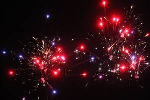 Fireworks explode in the sky above Mariner Park on New Years Eve, Dec. 31, 2018 in Homer, Alaska. (Photo by Megan Pacer/Homer News)
