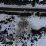 An aerial drone photo shows the extent of the explosion of a house that blew up on Dec. 27, 2018, near Mile 166 Sterling Highway in Homer, Alaska. (Photo by Travis Ogden/Kachemak Emergency Services)