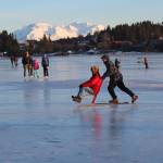 Community members enjoy a free ice skating party hosted by Rotary Club of Homer-Kachemak Bay, McDonalds and the City of Homer on Friday, Feb. 15, 2019 at Ben Walters Park and Beluga Lake in Homer, Alaska. (Photo by Megan Pacer/Homer News)