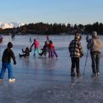 Community members enjoy a free ice skating party hosted by Rotary Club of Homer-Kachemak Bay, McDonalds and the City of Homer on Friday, Feb. 15, 2019 at Ben Walters Park and Beluga Lake in Homer, Alaska. (Photo by Megan Pacer/Homer News)