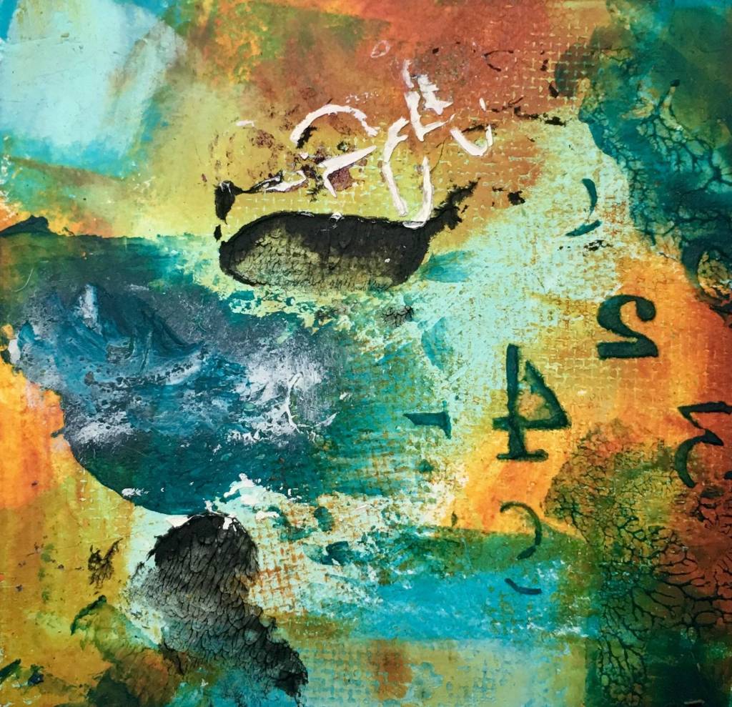 Karen Roushs abstract art, on display at Grace Ridge Brewery (Photo provided).