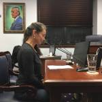 Laura Stats of Juneau testifies against Gov. Mike Dunleavys payback dividend bills, Senate Bills 23 and 24, during a Senate State Affairs Committee meeting, Thursday, Feb. 28, 2019 in Juneau, Alaska. Stats said these bills would cause chaos in Alaska, because of the services that must be cut to fund these Senate Bills. (Kevin Baird/Juneau Empire).