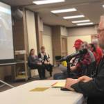 Dave Jones speaks to the House Finance Committee members in support of finding more diversified revenue sources for the state budget on Saturday, March 23, 2019, at the Soldotna Sports Complex in Soldotna, Alaska. (Photo by Victoria Petersen/Peninsula Clarion)