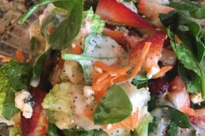 Asparagus, spinach chicken salad with poppy seed dressing makes a great spring dish. (Photo by Teri Robl)