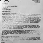 This photo of a letter shows correspondence from Homer Mayor Ken Castner to Kachemak City Mayor Bill Overway regarding the issue of extending Homer city water services to lots in Kachemak City. The letter was sent March 28, 2019. (Photo by Megan Pacer/Homer News)